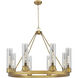 Boreas 8 Light 36 inch Brushed Brass Chandelier Ceiling Light in Light Smoke Glass
