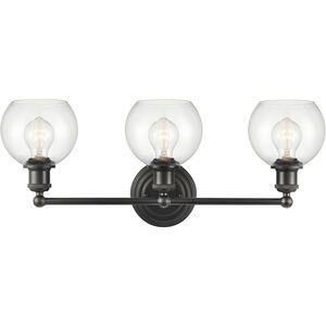 Concord 3 Light 24 inch Matte Black Bath Vanity Light Wall Light in Incandescent, Clear Glass