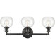 Concord 3 Light 24 inch Matte Black Bath Vanity Light Wall Light in Incandescent, Clear Glass