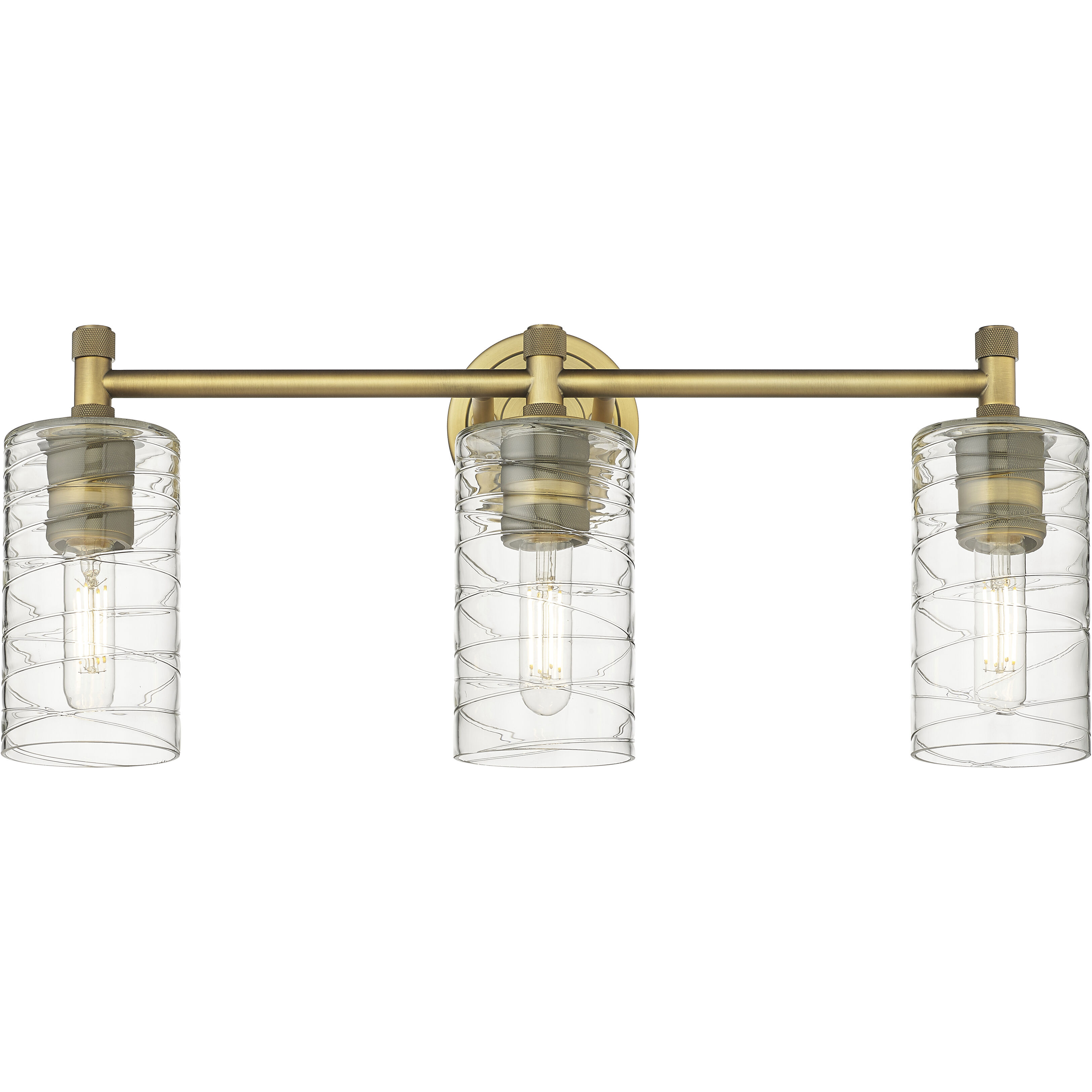 Downtown Urban Crown Point 3 Light 23.88 inch Brushed Brass Bath Vanity Light Wall Light in Deco Swirl