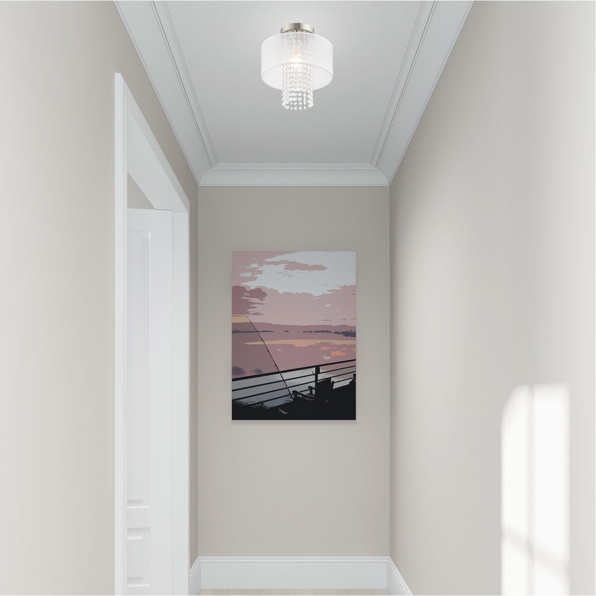 Bella Vista 1 Light 11 inch Brushed Nickel Semi-Flush Mount Ceiling Light