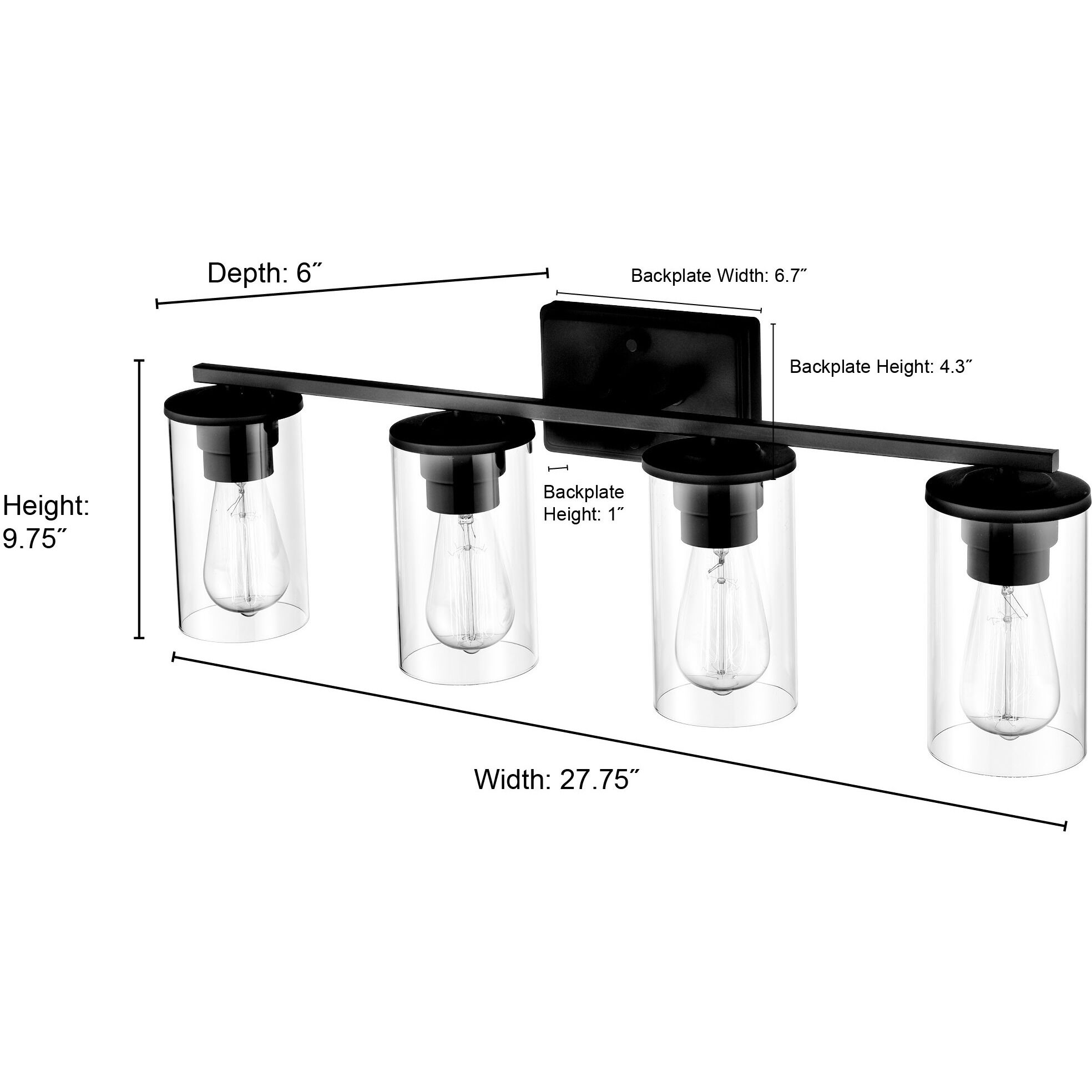 Verlana 4 Light 27.63 inch Matte Black Bathroom Vanity Light Wall Light