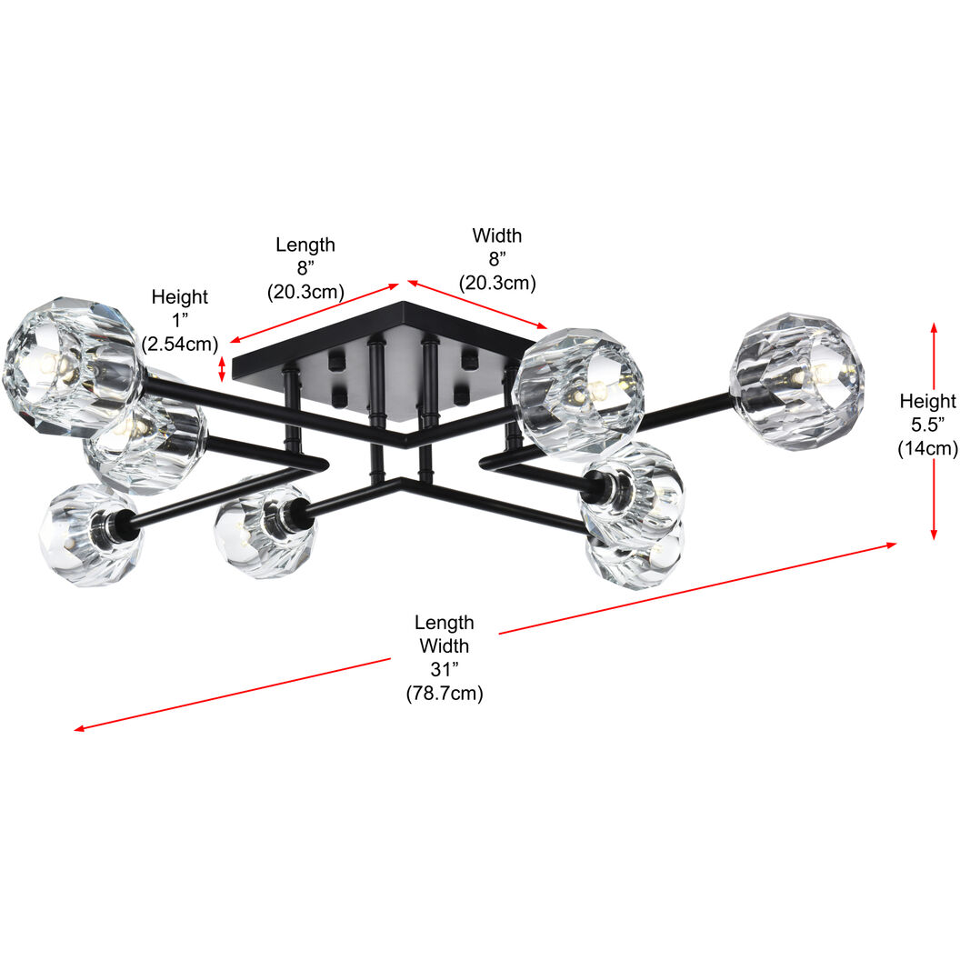 Eren 8 Light 31 inch Black Flush Mount Ceiling Light