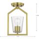 Vertex 1 Light 5 inch Brushed Gold Semi-Flush Mount Ceiling Light