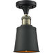 Franklin Restoration Addison 1 Light 5 inch Black Antique Brass Semi-Flush Mount Ceiling Light in Matte Black, Franklin Restoration