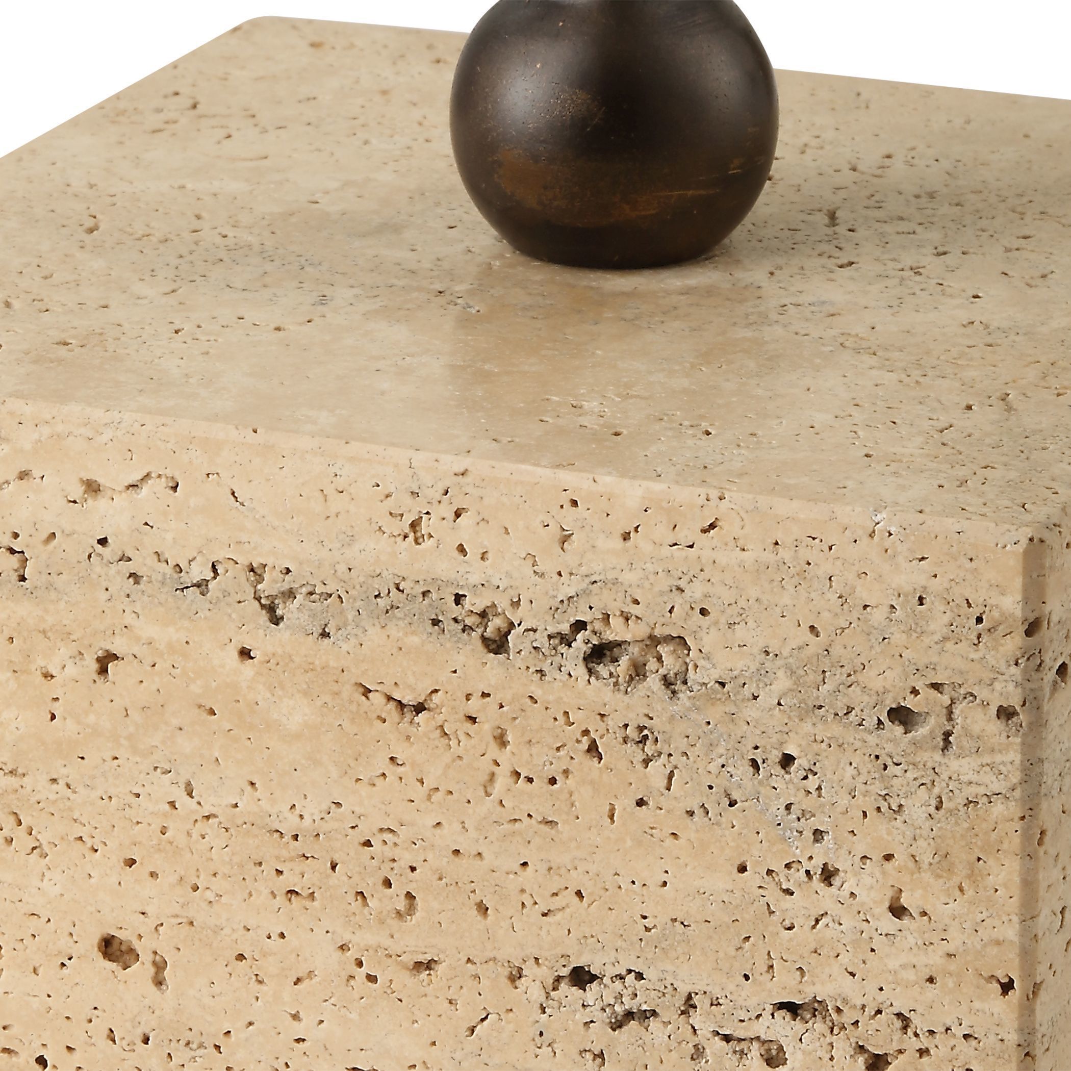 Fork In The Road 64 inch 150.00 watt Warm Dark Bronze and Beige Travertine Floor Lamp Portable Light