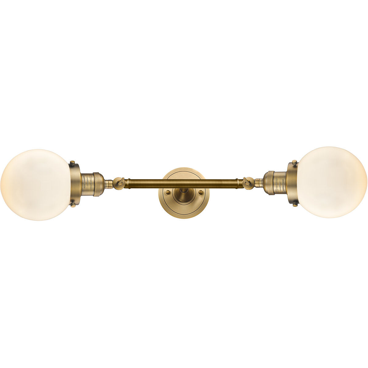Franklin Restoration Beacon 2 Light 17 inch Brushed Brass Bath Vanity Light Wall Light in Matte White Glass, Franklin Restoration