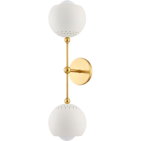 Saylor 2 Light 6.25 inch Aged Brass/Soft Cream Wall Sconce Wall Light