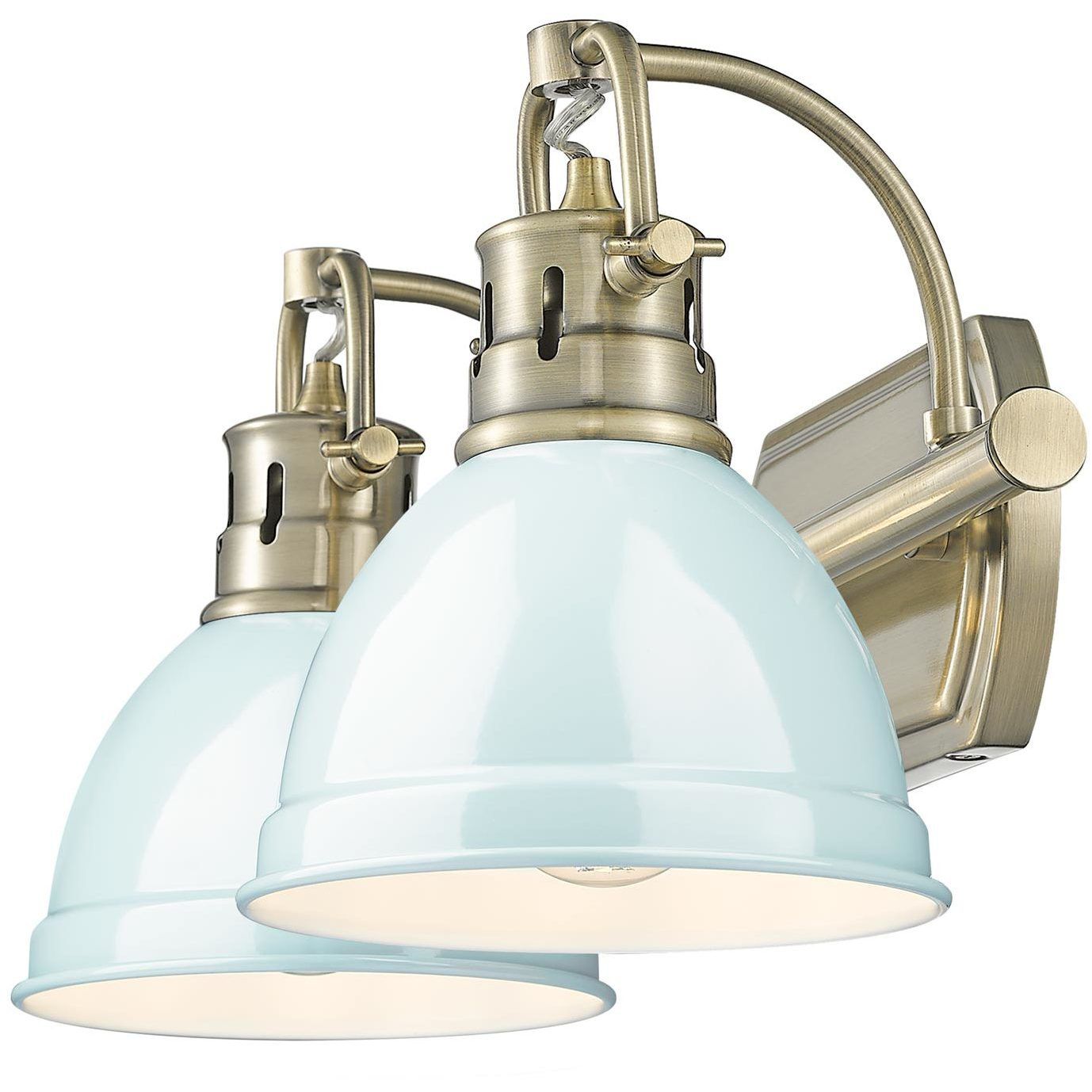 Yep Duncan Vanity Wall Light in Aged Brass, Seafoam