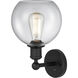 Athens Sconce Wall Light in Matte Black, Clear