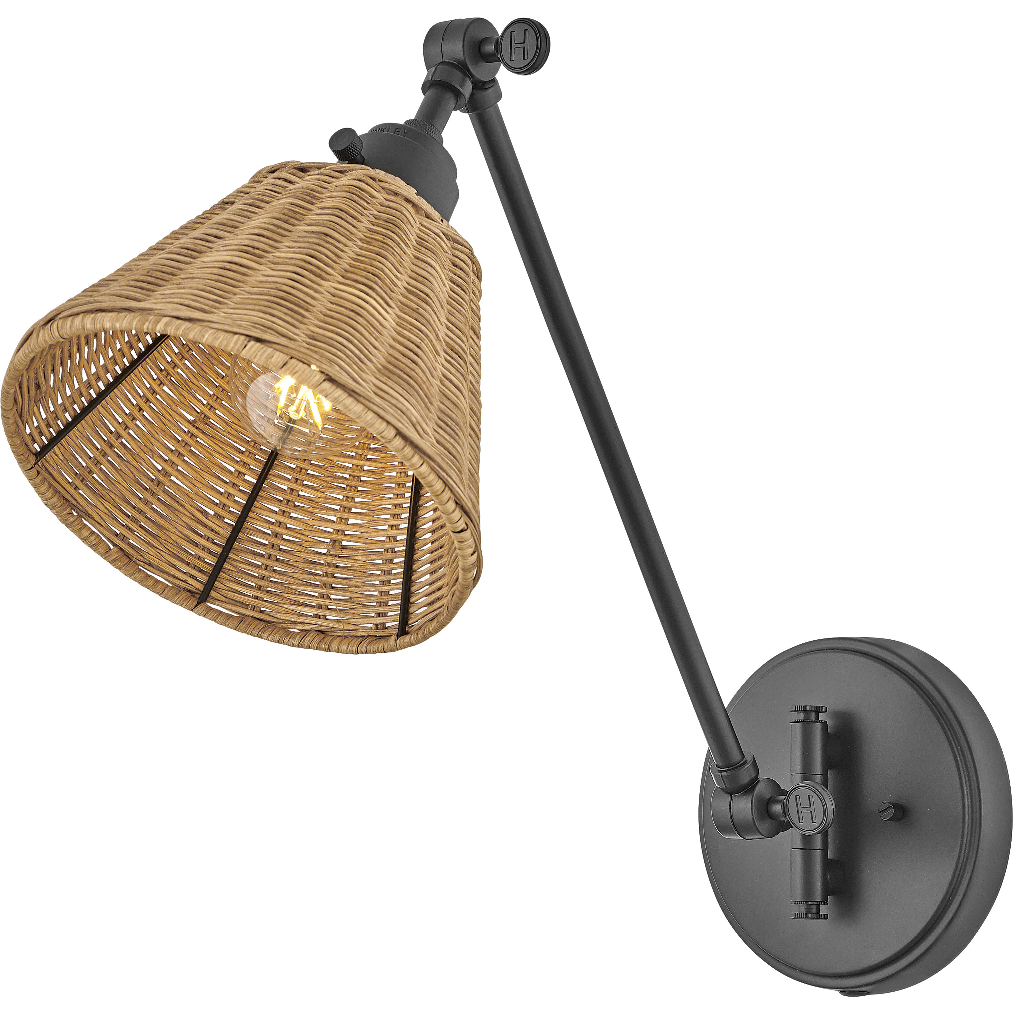 Arti 1 Light 7.75 inch Black Indoor Wall Sconce Wall Light in Black / Natural Rattan