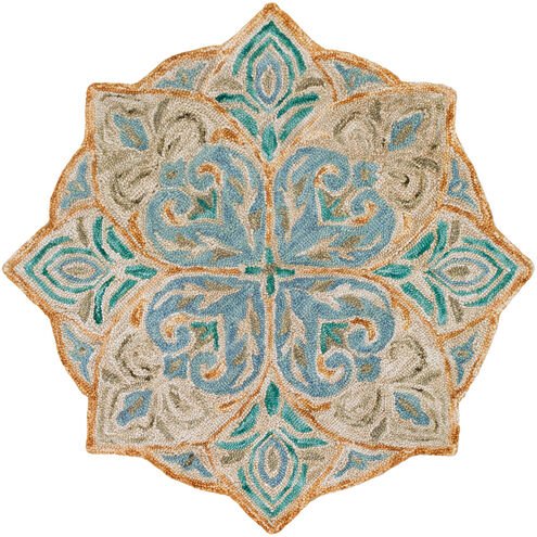 Bonifate 60 X 60 inch Sky Blue/Aqua/Cream/Camel/Sea Foam/Dark Green Rugs in 5 Ft Round, Round