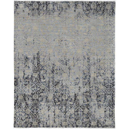 Carey 36 X 24 inch Black and Gray Area Rug, Wool and Silk