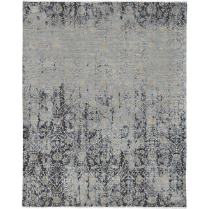 Carey 36 X 24 inch Black and Gray Area Rug, Wool and Silk