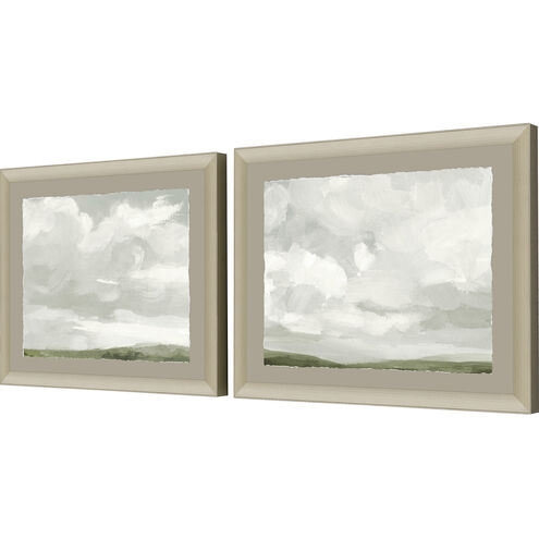 Gray Stone Sky Gray and White and Green Framed Art