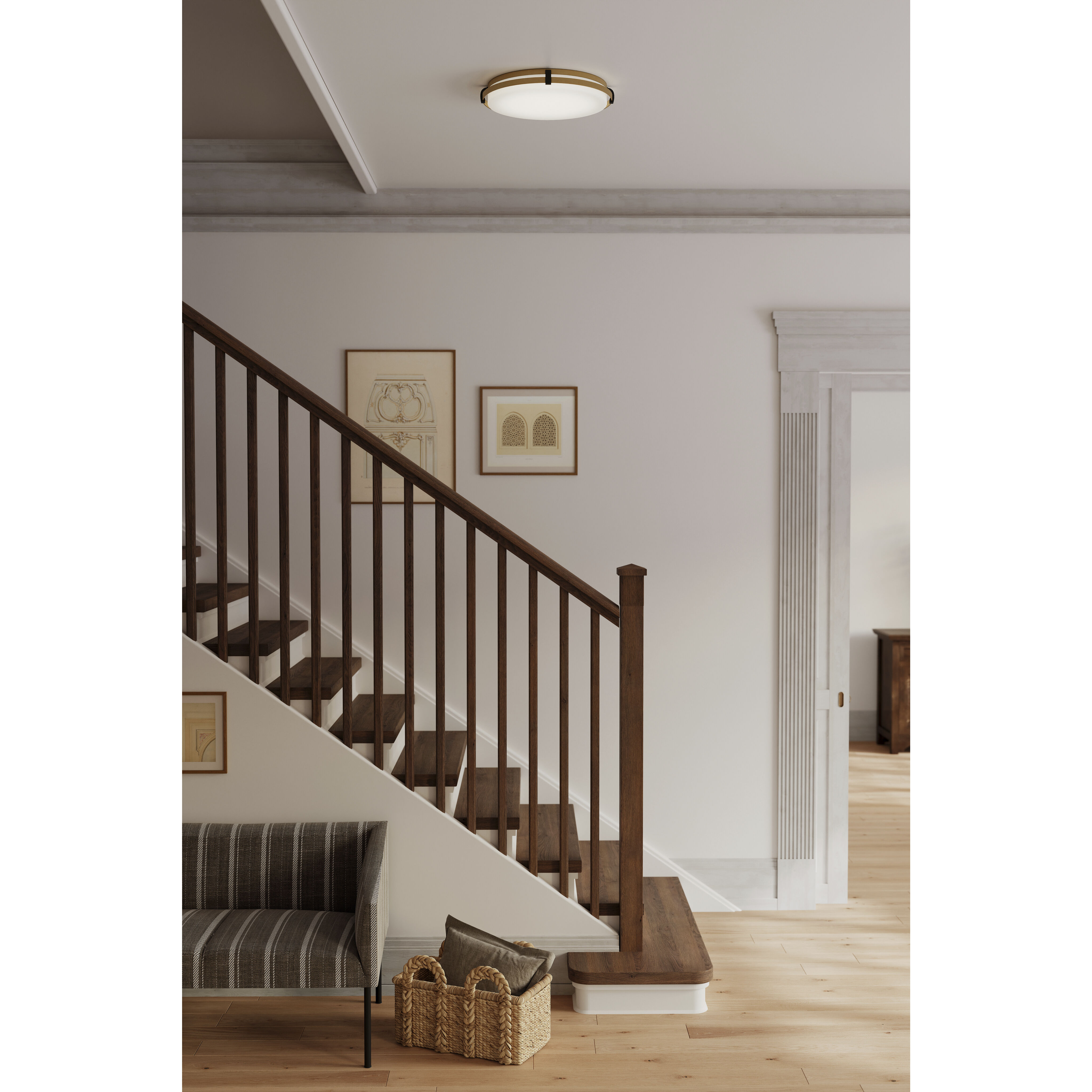 Arclume LED 18.75 inch Legacy Brass and Dark Matte Black Flush Mount Ceiling Light