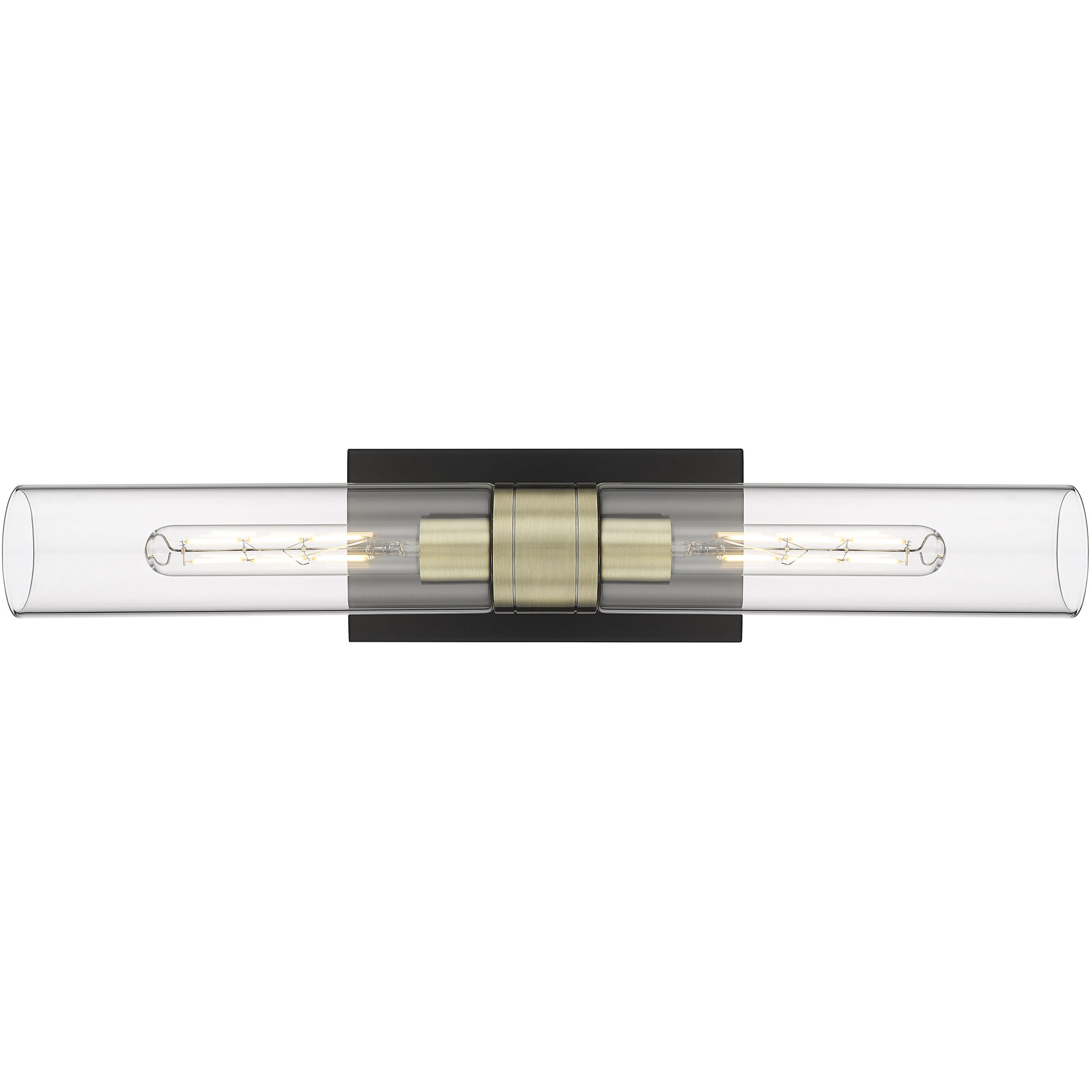 Ballston Urban 2 Light 24 inch Black Antique Brass Bath Vanity Light Wall Light in Clear Glass