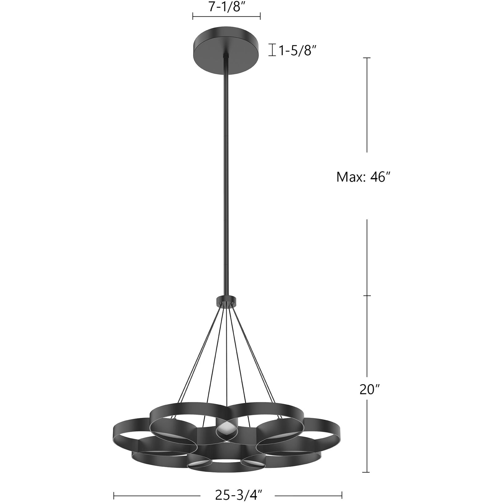 Maestro LED 25.75 inch Black/Gold Chandelier Ceiling Light in Black and Gold