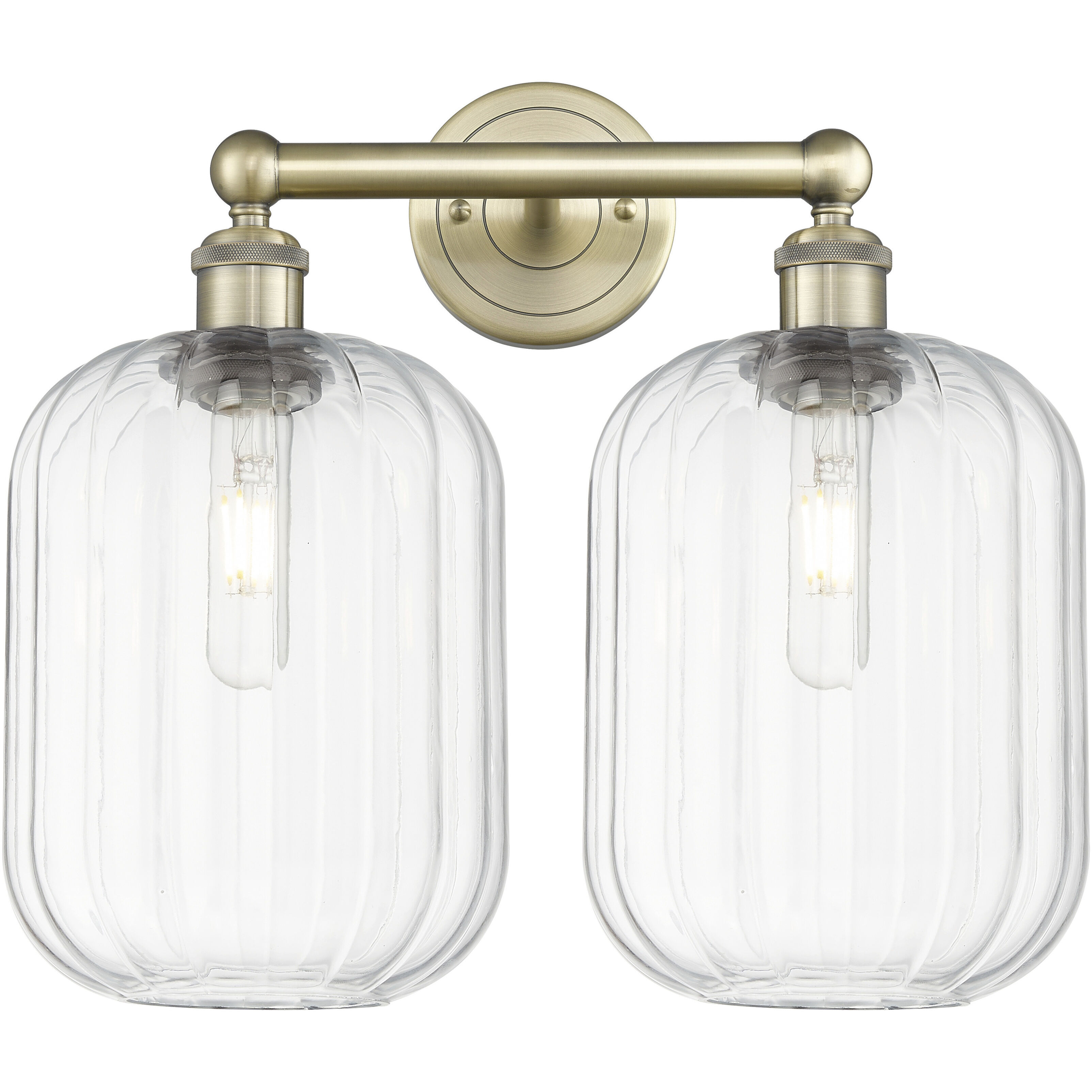 Edison Preston 2 Light 15.75 inch Antique Brass Bath Vanity Light Wall Light in Clear