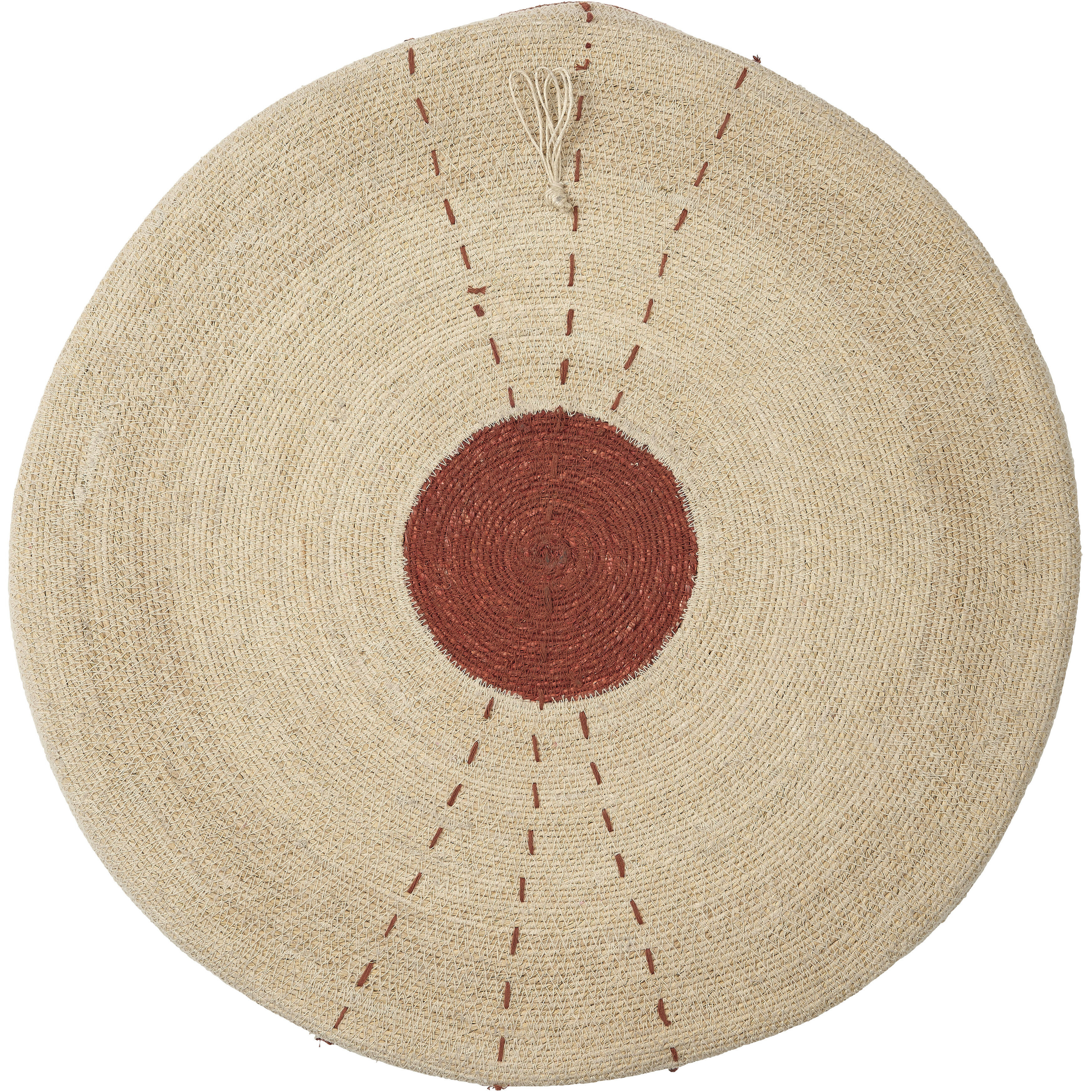Sundial Natural Seagrass with Rust Red Accent Wall Art