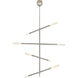 Kelly Wearstler Rousseau LED 48 inch Polished Nickel Articulating Chandelier Ceiling Light in Etched Crystal, Large