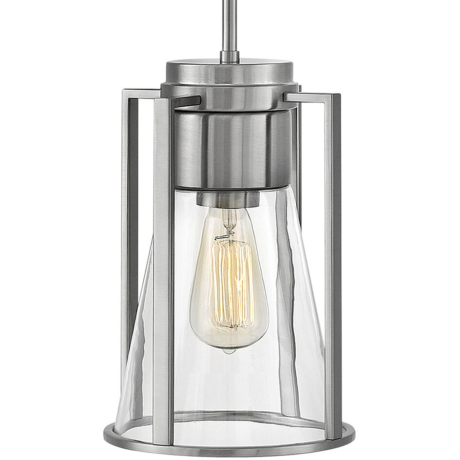 Refinery 1 Light 7.75 inch Brushed Nickel Indoor Pendant Ceiling Light in Clear