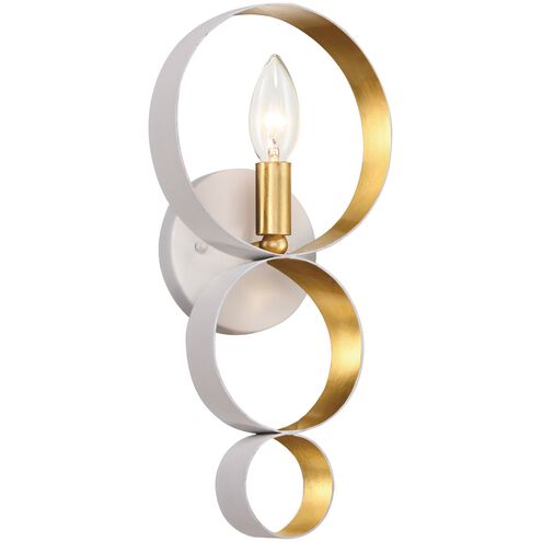 Luna 1 Light 7 inch Matte White and Antique Gold ADA Sconce Wall Light