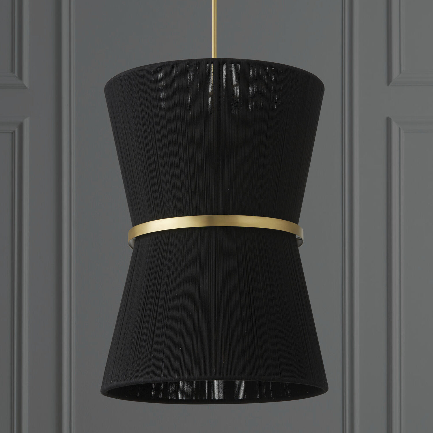 Cecilia 6 Light 20 inch Black Rope and Patinaed Brass Foyer Light Ceiling Light