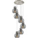 Newton Sphere 6 Light 18.63 inch Brushed Satin Nickel Multi Pendant Ceiling Light in Light Smoke Glass