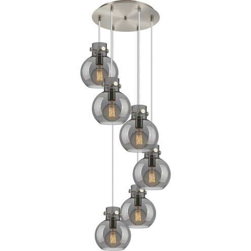 Newton Sphere 6 Light 18.63 inch Brushed Satin Nickel Multi Pendant Ceiling Light in Light Smoke Glass