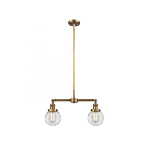 Franklin Restoration Beacon LED 23 inch Brushed Brass Chandelier Ceiling Light in Clear Glass, Franklin Restoration