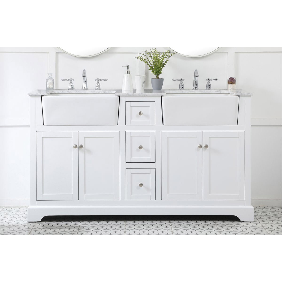 Franklin 60 X 22 X 35 inch White Bathroom Vanity Cabinet