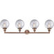 Franklin Restoration Large Beacon LED 44 inch Antique Copper Bath Vanity Light Wall Light in Clear Glass, Franklin Restoration