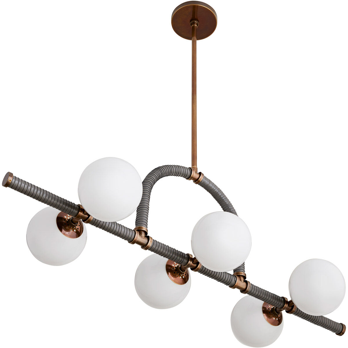 Harrison 6 Light 42 inch Heritage Brass Linear Chandelier Ceiling Light