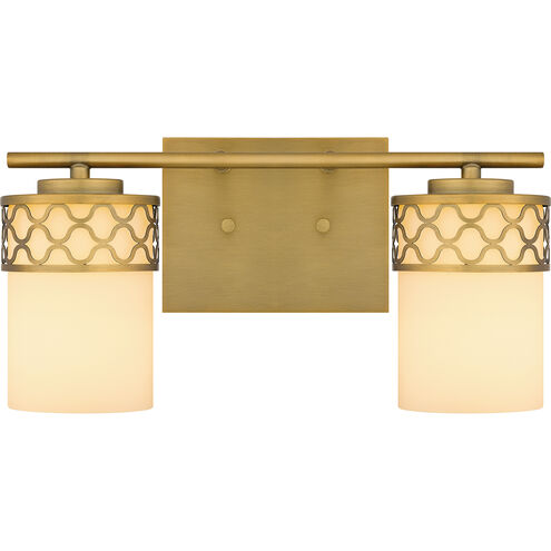 Tenley 2 Light 15 inch Aged Brass Bath Light Wall Light, Medium