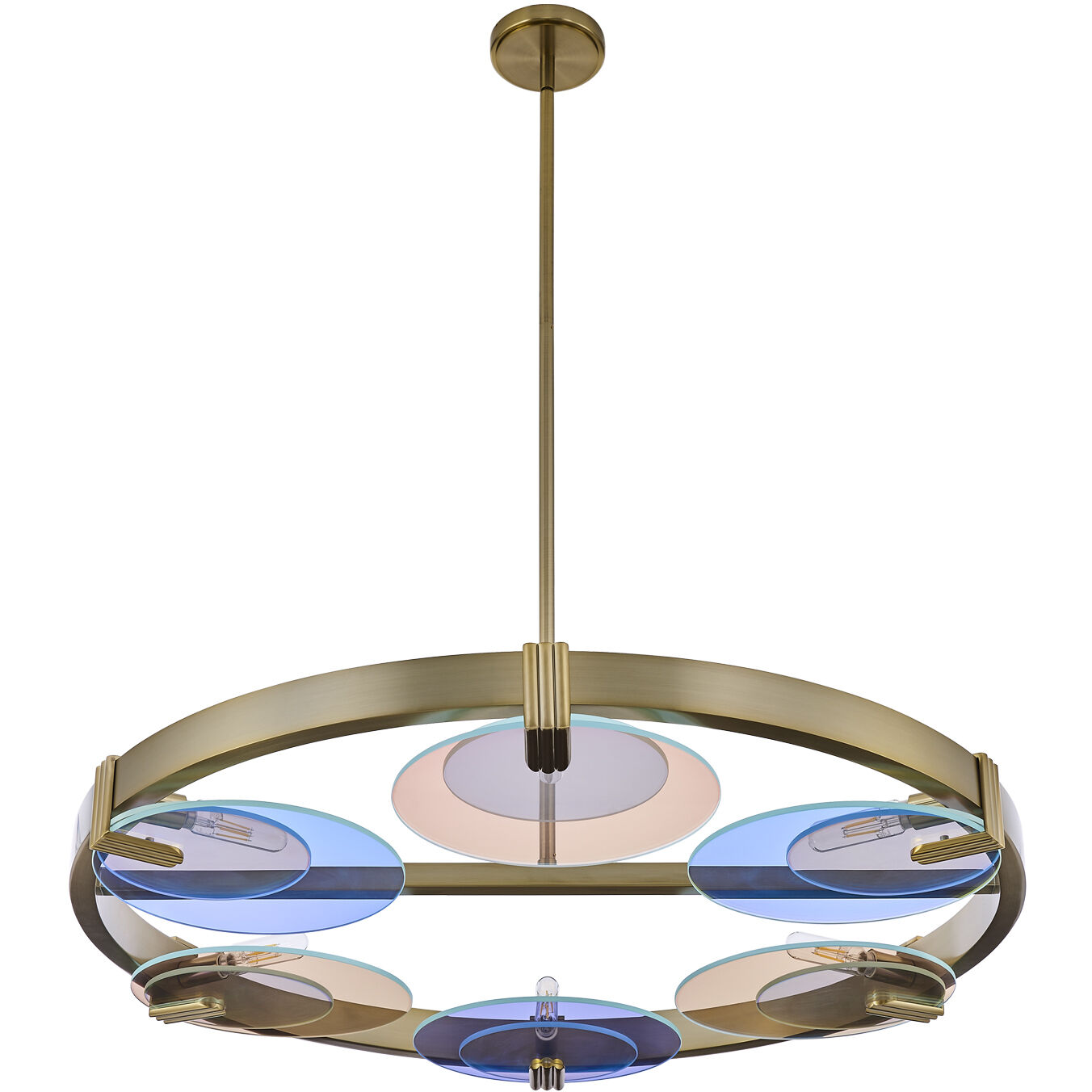 Optics 6 Light 36 inch Winter Brass Chandelier Ceiling Light