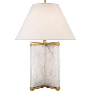 J. Randall Powers Cameron 28 inch 150 watt Natural Quartz Stone Table Lamp Portable Light in Linen