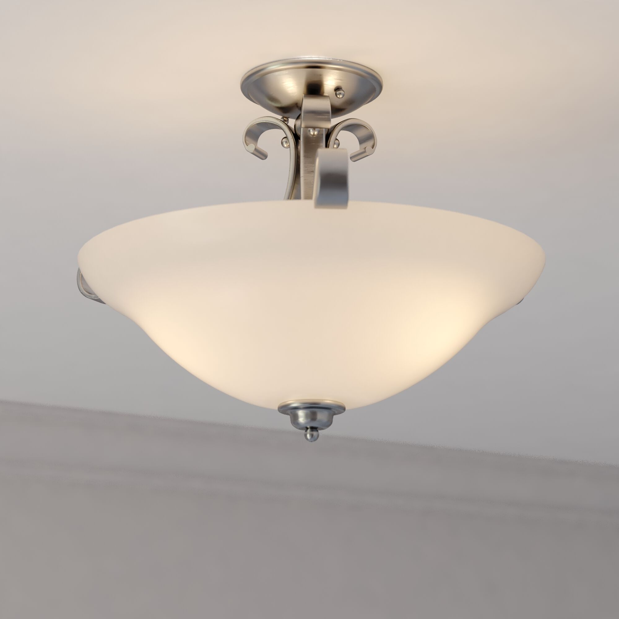 Monrovia LED 17 inch Brushed Nickel Semi-Flush Mount Ceiling Light
