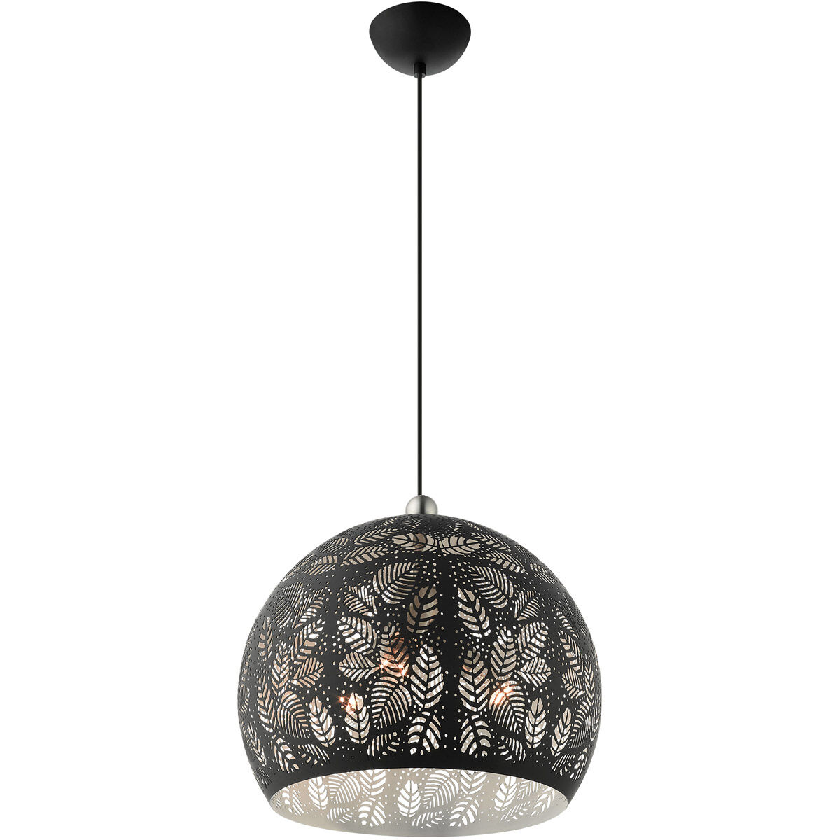Chantily 3 Light 16 inch Black with Brushed Nickel Accents Pendant Ceiling Light