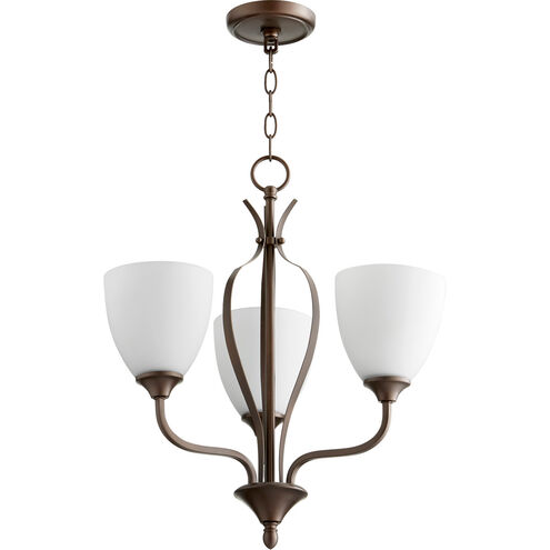 Jardin 3 Light 20 inch Oiled Bronze Mini Chandelier Ceiling Light in Satin Opal