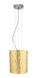Tamburo 1 Light Satin Nickel Pendant Ceiling Light in Stone Gold Foil Glass, Incandescent