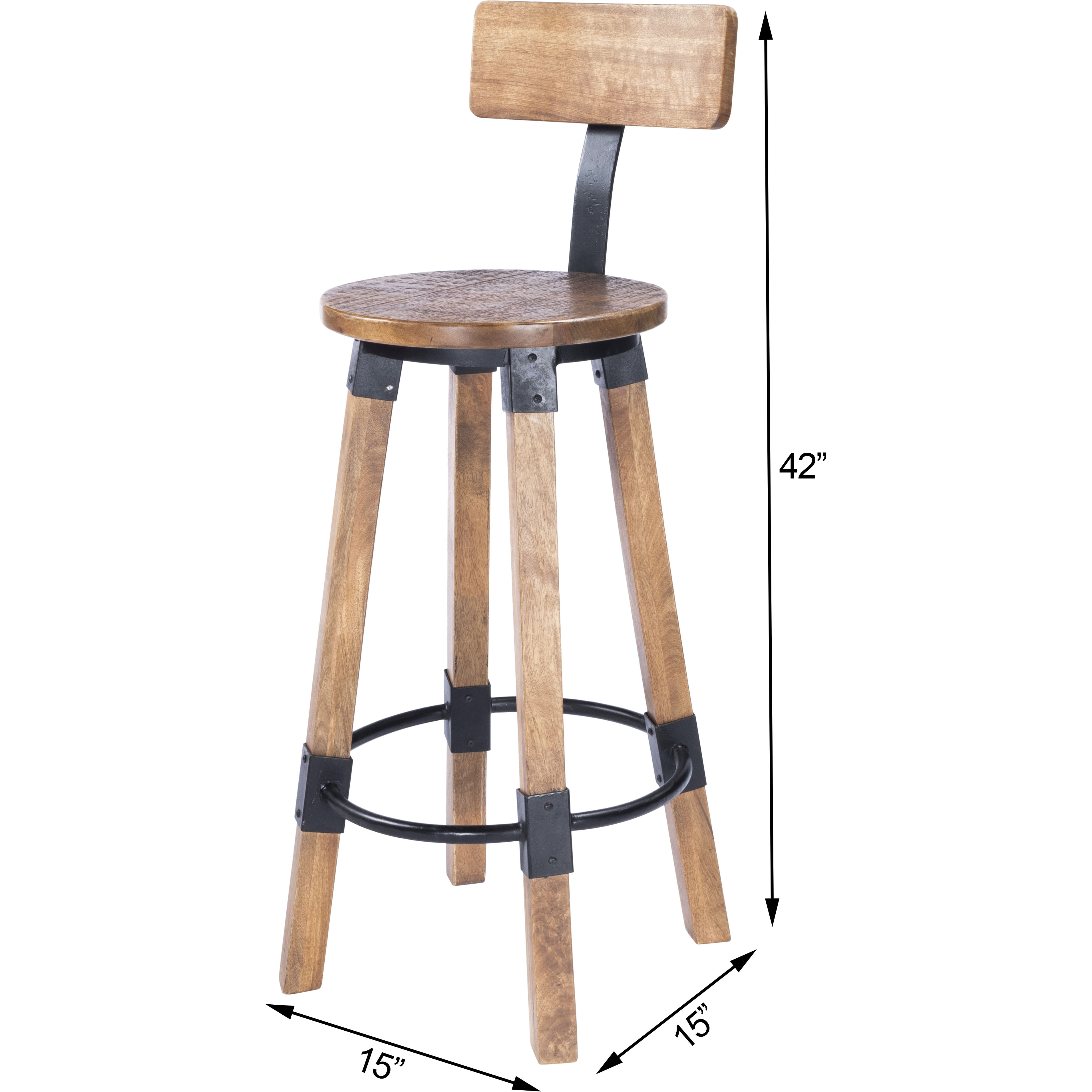 Masterson Wood & Metal Bar Stool