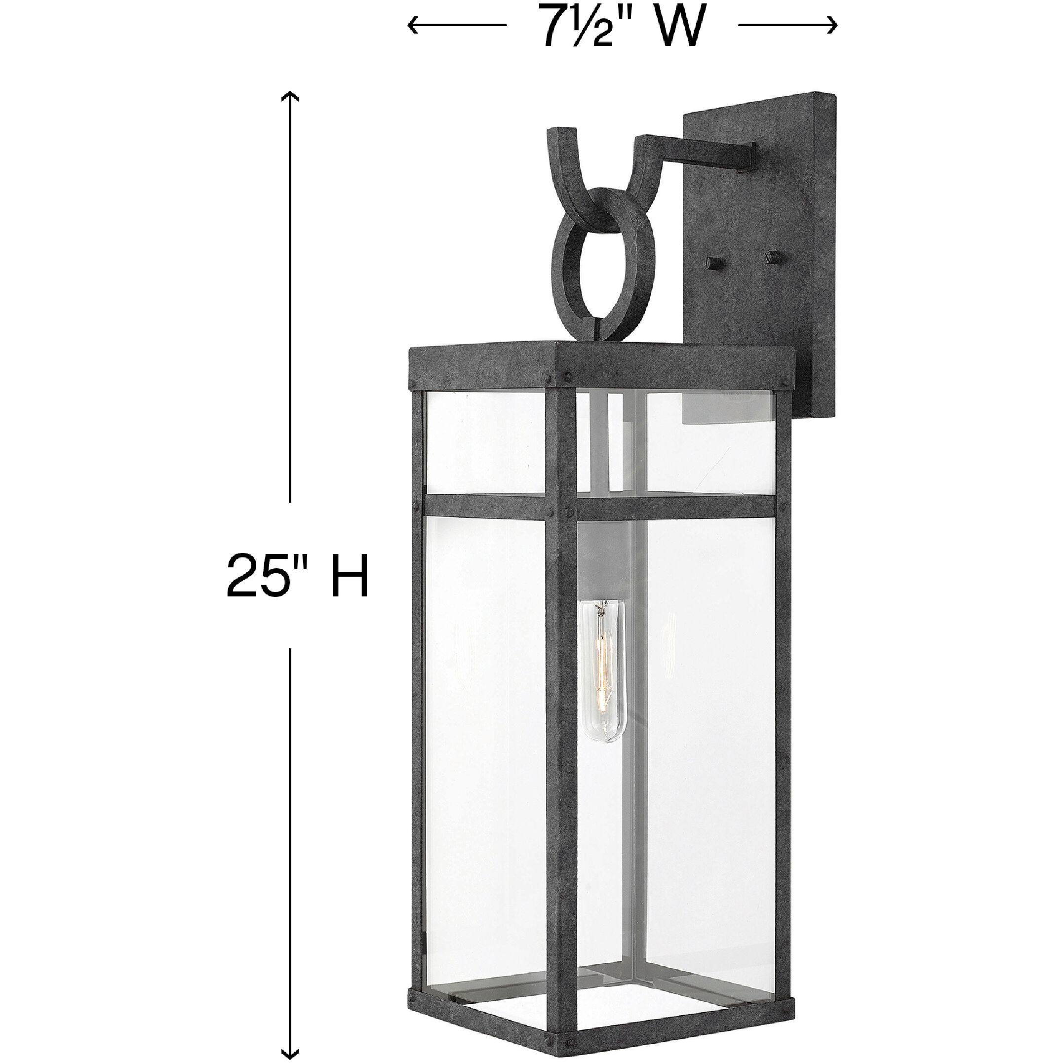 Estate Series Porter Outdoor Wall Mount Lantern in Aged Zinc, Non-LED, Open Air