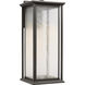 Audley LED 20 inch Antique Bronze Outdoor Wall Lantern in Distressed Seeded Glass, Large