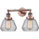 Franklin Restoration Fulton 2 Light 7 inch Antique Copper Bath Vanity Light Wall Light in Clear Glass, Franklin Restoration