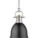 Duncan 1 Light 9 inch Pewter Mini Pendant Ceiling Light in Matte Black, Small