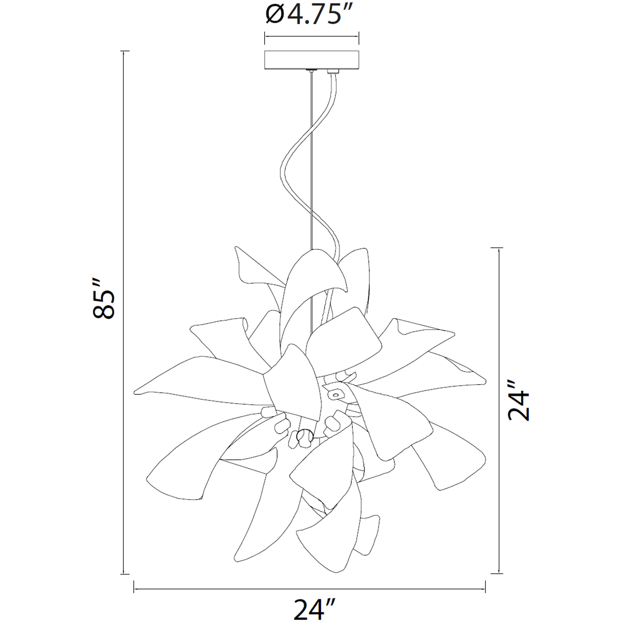 Blossom 9 Light 24 inch Matte Black with Matte White Chandelier Ceiling Light