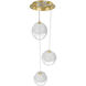 Sonoma Ave. 3 Light 18 inch Brushed Brass Multi Port Pendant Ceiling Light