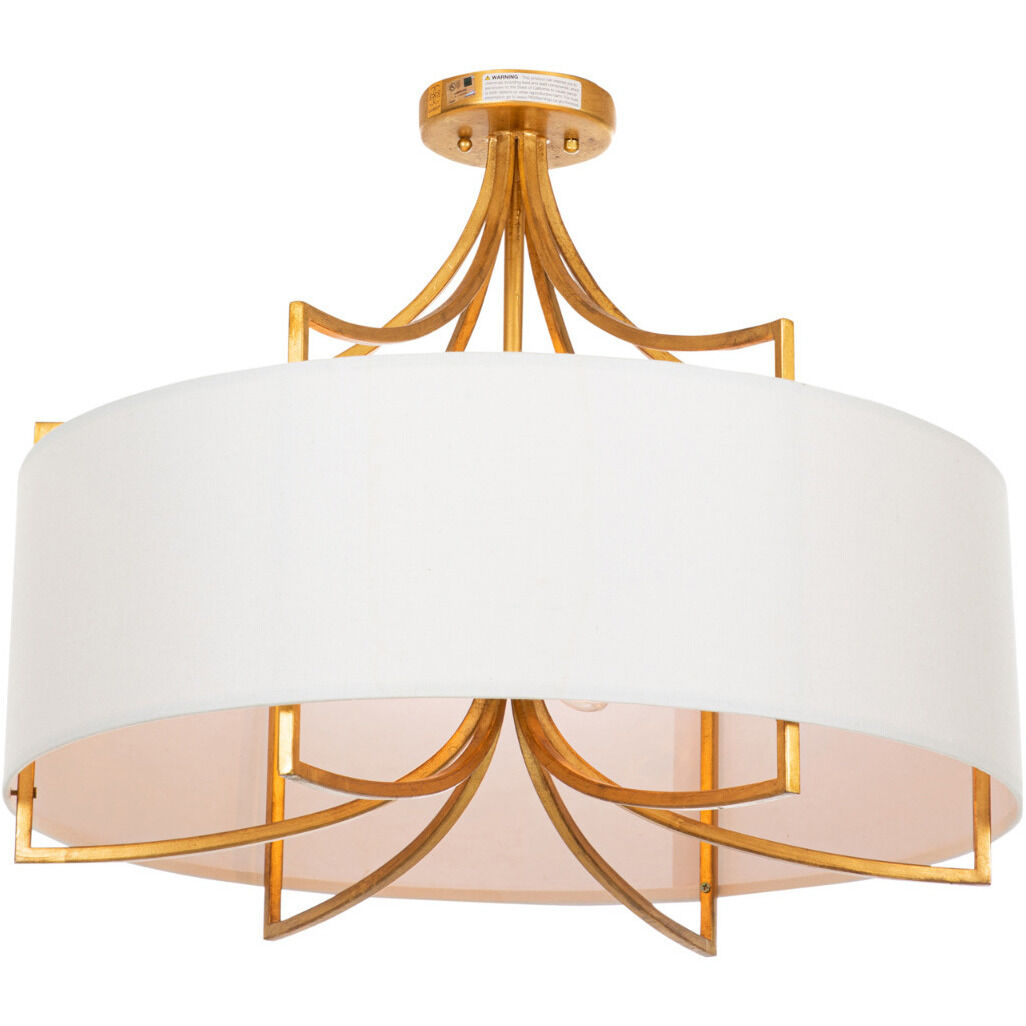 Lacey 4 Light 24.5 inch Vintage Gold Semi-Flush Mount Ceiling Light