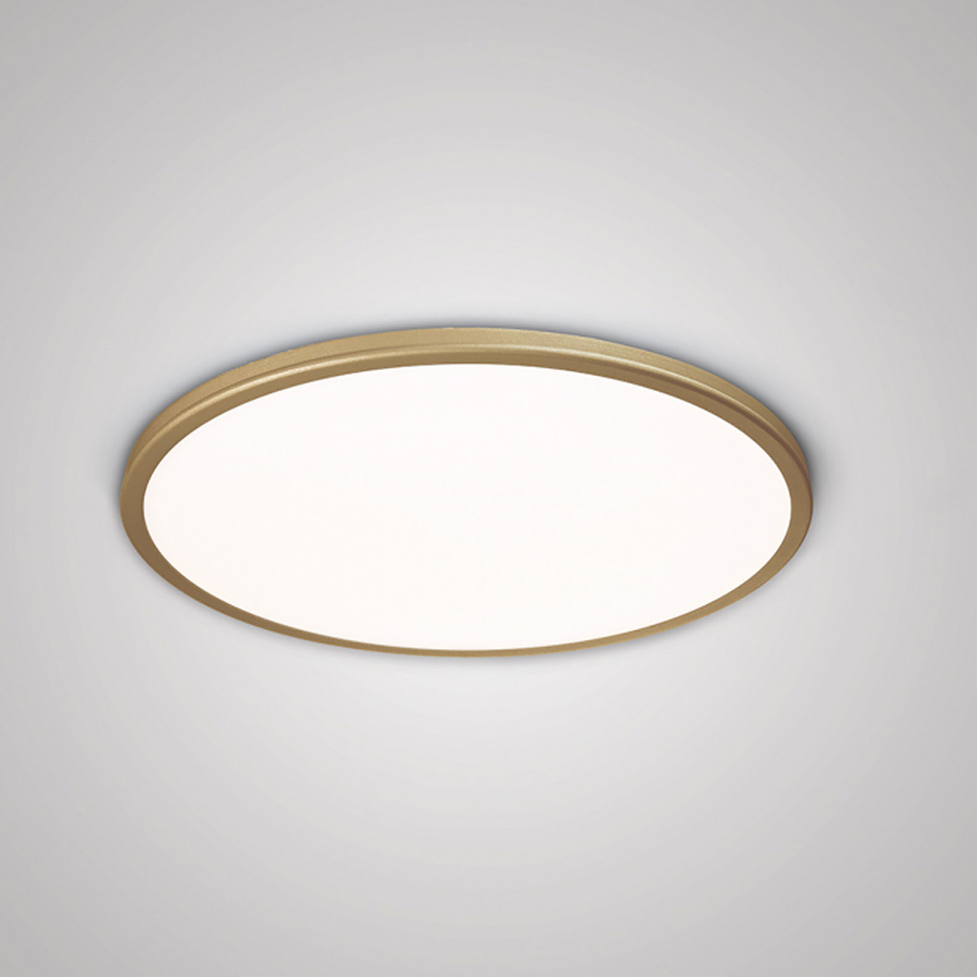 Geos LED 15 inch Brass Flush Mount Ceiling Light in 2700K, dweLED